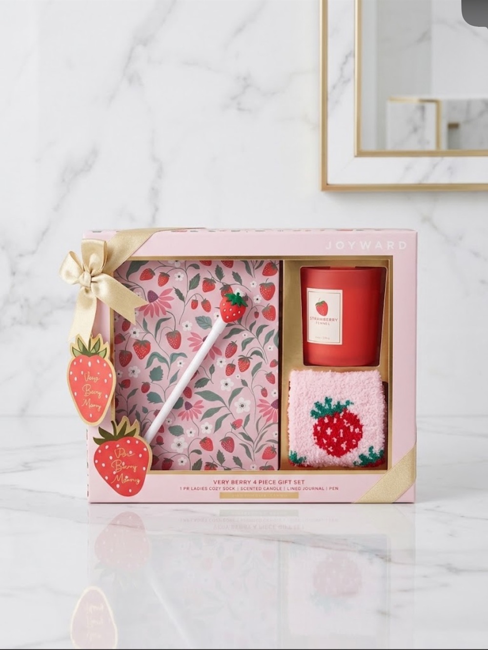 NWT JOY Berry 4-Piece Bath & Body Gift Set - Pink & Red